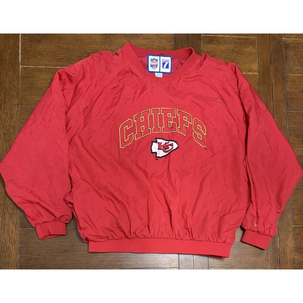 Kansas City Chiefs Vintage Logo 7 Windbreaker Pullover Jacket XL NFL Game Day